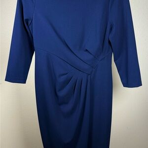 Calvin Klein Blue Ruched Wrap Sheath Dress